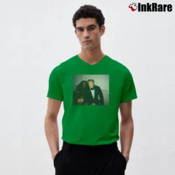 Men’s David Lynch With The Bum From Mulholland Drive V-Neck Tee in irish green | Sharp, Breathable, Everyday Staple