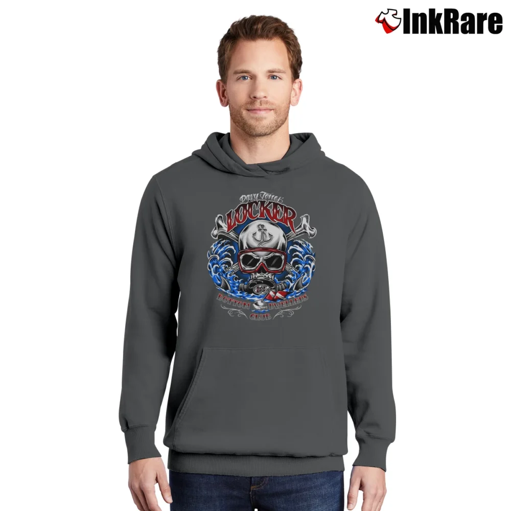 Men’s Davy Jones Locker Dive Club Pullover Hoodie in charcoal | Cozy, Durable, Modern Fit
