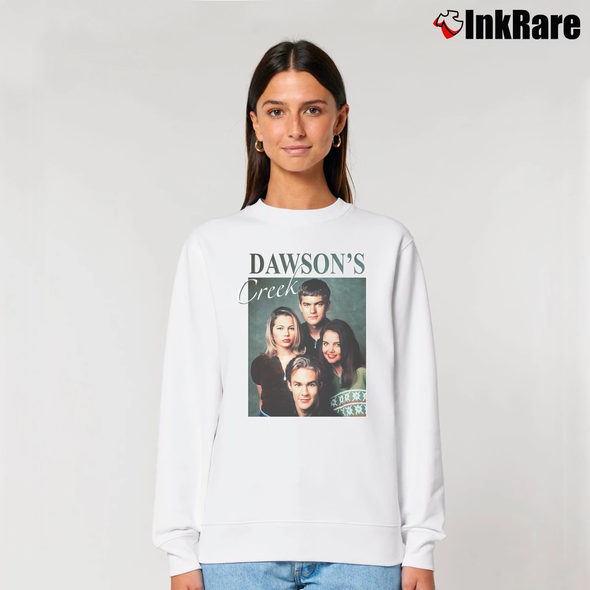 Women’s Dawson's Creek Inspired 90s Fan Homage Relaxed Sweatshirt in white | Soft, Laid-Back Vibe