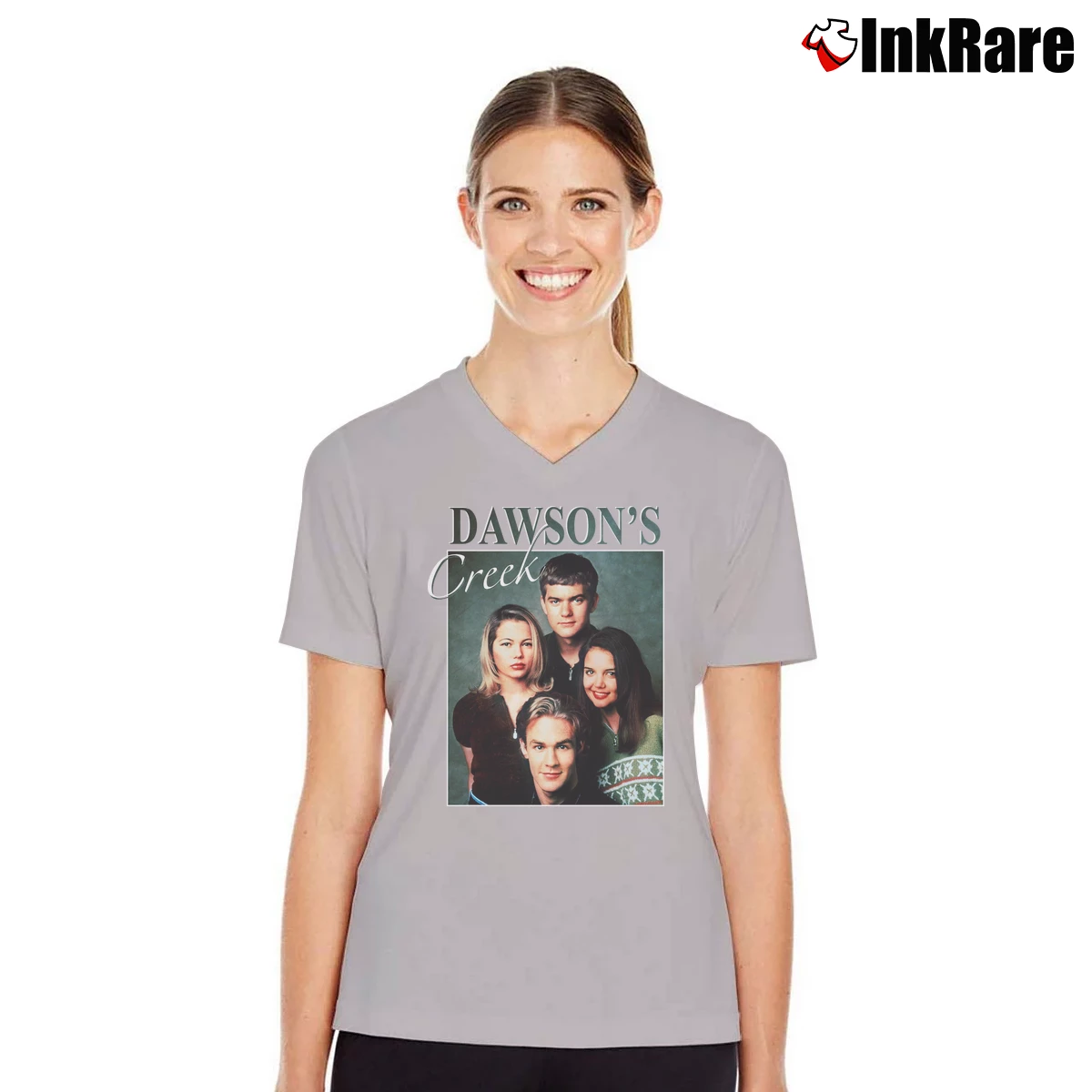 Women’s Dawson's Creek Inspired 90s Fan Homage V-Neck Tee in sport grey | Chic Neckline, Soft Texture