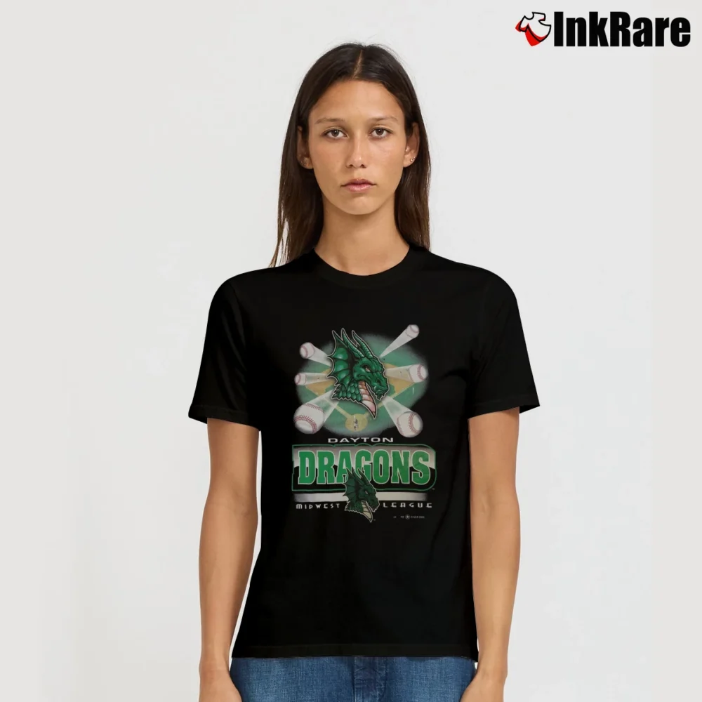 Women’s Dayton Dragons Mlb Baseball Team Signature T-Shirt in black | Soft, Flattering Fit