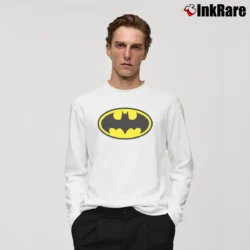 Men’s DC Comics Batman Logo Long-Sleeve Shirt in white | Sleek, Lightweight, Year-Round Wear