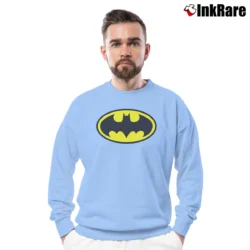 Men’s DC Comics Batman Logo Crewneck Sweatshirt in light blue | Cozy Fabric, Clean Style