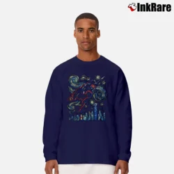 Men’s DC Comics Superman Starry Night Van Gogh Long-Sleeve Shirt in navy | Sleek, Lightweight, Year-Round Wear