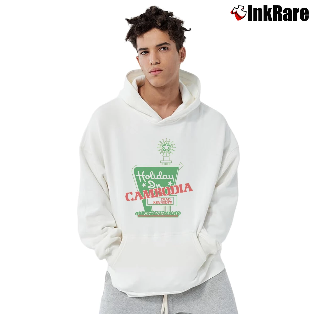 Men’s Dead Kennedys Holiday in Cambodia Pullover Hoodie in white | Cozy, Durable, Modern Fit