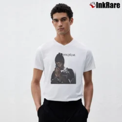 Men’s Dead Man Walking Brotha Lynch Hung V-Neck Tee in white | Sharp, Breathable, Everyday Staple