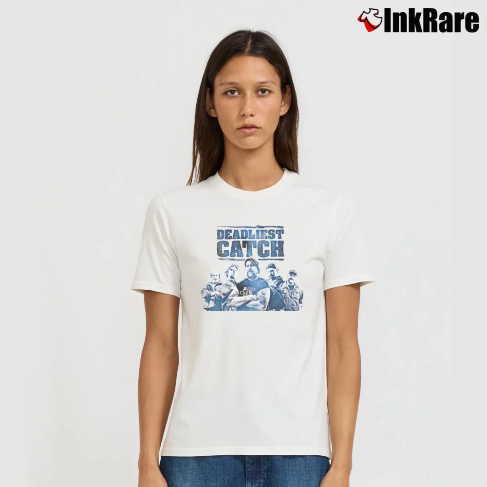 Women’s Deadliest Catch Reality Fishing Show Signature T-Shirt in white | Soft, Flattering Fit