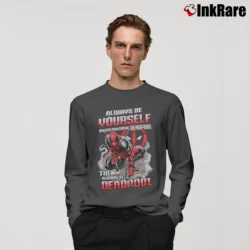 Men’s Deadpool Always Be Yourself Marvel Long-Sleeve Shirt in charcoal | Sleek, Lightweight, Year-Round Wear