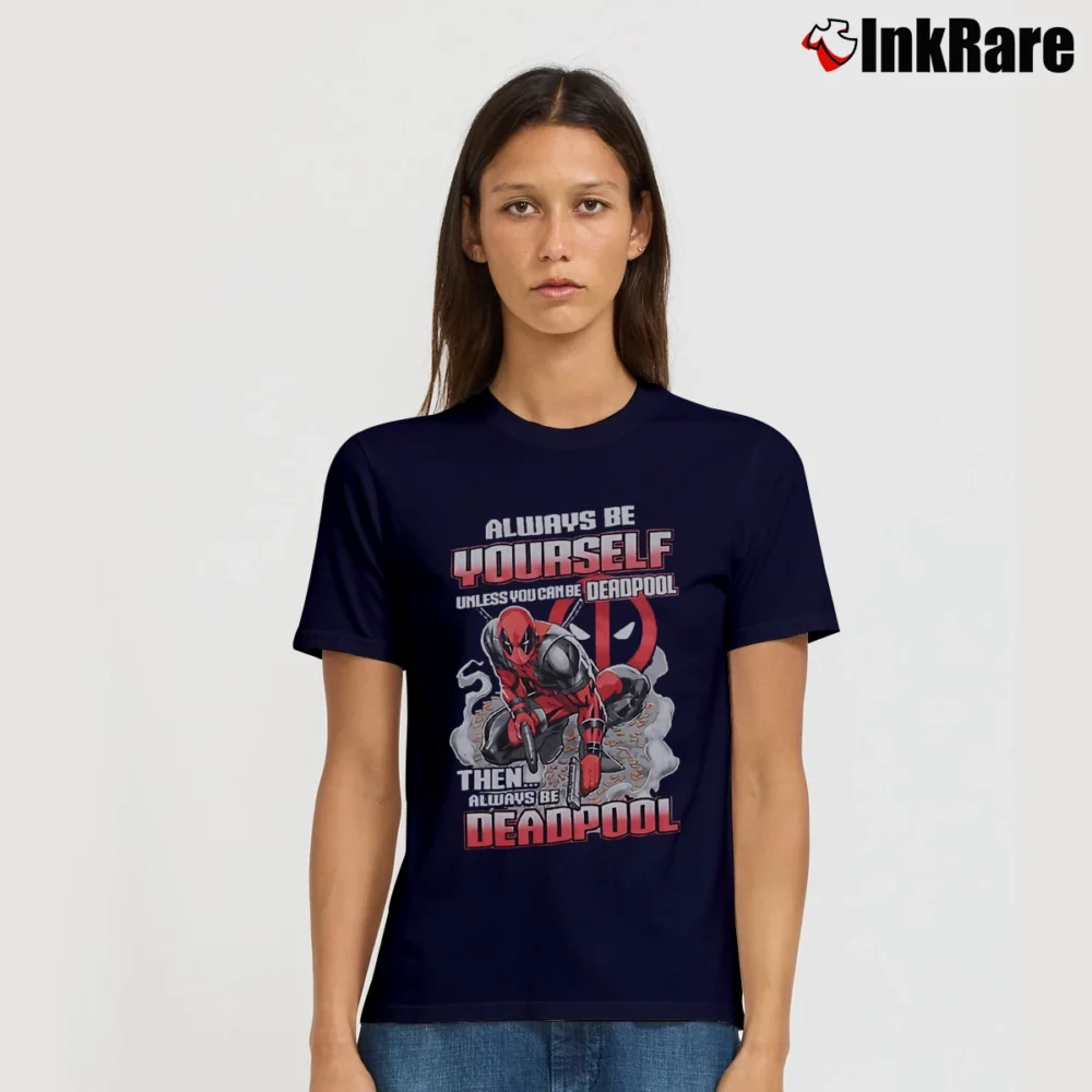 Women’s Deadpool Always Be Yourself Marvel Signature T-Shirt in navy | Soft, Flattering Fit