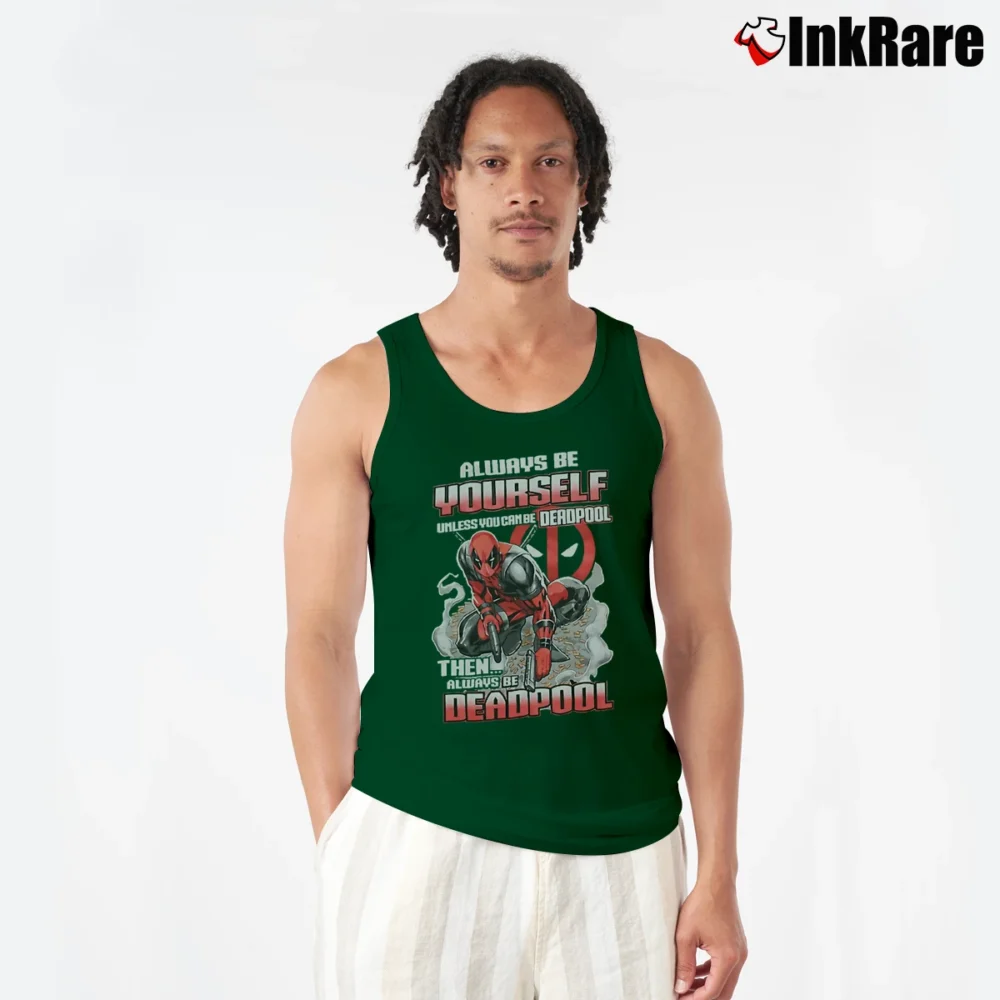 Men’s Deadpool Always Be Yourself Marvel Tank Top in forest green | Breathable, Active-Friendly Design