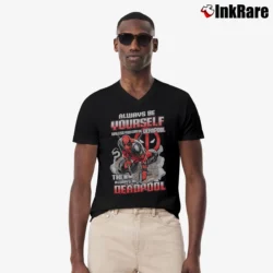 Men’s Deadpool Always Be Yourself Marvel V-Neck Tee in black | Sharp, Breathable, Everyday Staple