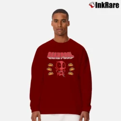 Men’s Deadpool And His Tacos Marvel Big And Tall Long-Sleeve Shirt in maroon | Sleek, Lightweight, Year-Round Wear