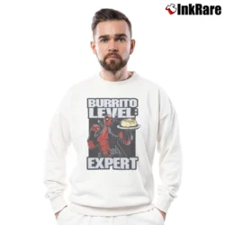 Men’s Deadpool Burrito Level Expert Marvel Crewneck Sweatshirt in white | Cozy Fabric, Clean Style