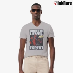Men’s Deadpool Burrito Level Expert Marvel V-Neck Tee in sport grey | Sharp, Breathable, Everyday Staple