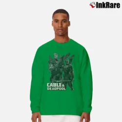 Men’s Deadpool Cable And Deadpool Marvel Comic Long-Sleeve Shirt in irish green | Sleek, Lightweight, Year-Round Wear