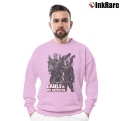 Men’s Deadpool Cable And Deadpool Marvel Comic Crewneck Sweatshirt in light pink | Cozy Fabric, Clean Style