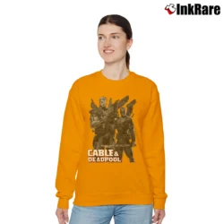 Women’s Deadpool Cable And Deadpool Marvel Comic Relaxed Sweatshirt in orange | Soft, Laid-Back Vibe