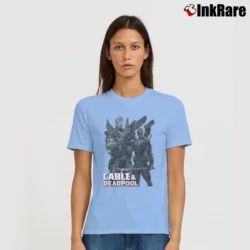 Women’s Deadpool Cable And Deadpool Marvel Comic Signature T-Shirt in light blue | Soft, Flattering Fit