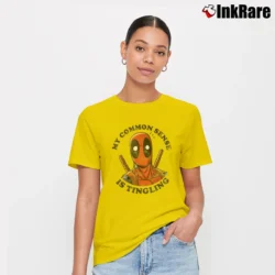 Women’s Deadpool Common Sense Is Tingling Marvel Graphic Signature T-Shirt in yellow | Soft, Flattering Fit