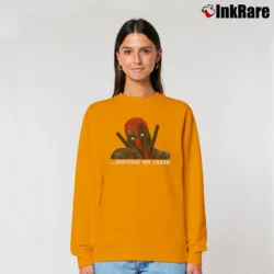 Women’s Deadpool Couple Custom Text Valentine Marvel Gift Relaxed Sweatshirt in orange | Soft, Laid-Back Vibe