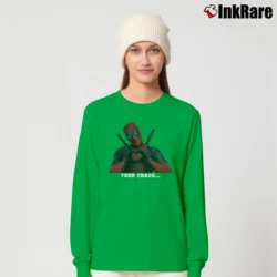 Women’s Deadpool Couple Funny Valentine Marvel Custom Long-Sleeve Top in irish green | Sleek, Versatile, All-Season