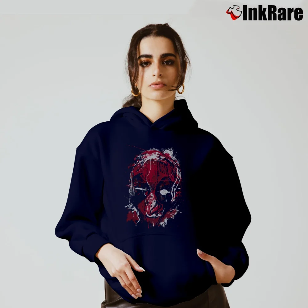 Women’s Deadpool Drip Art Marvel Graphic Cozy Hoodie in navy | Warm, Structured, Stylish