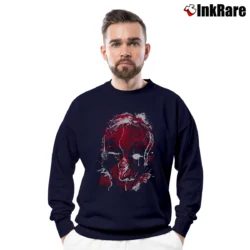 Men’s Deadpool Drip Art Marvel Graphic Crewneck Sweatshirt in navy | Cozy Fabric, Clean Style