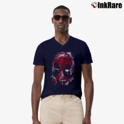 Men’s Deadpool Drip Art Marvel Graphic V-Neck Tee in navy | Sharp, Breathable, Everyday Staple