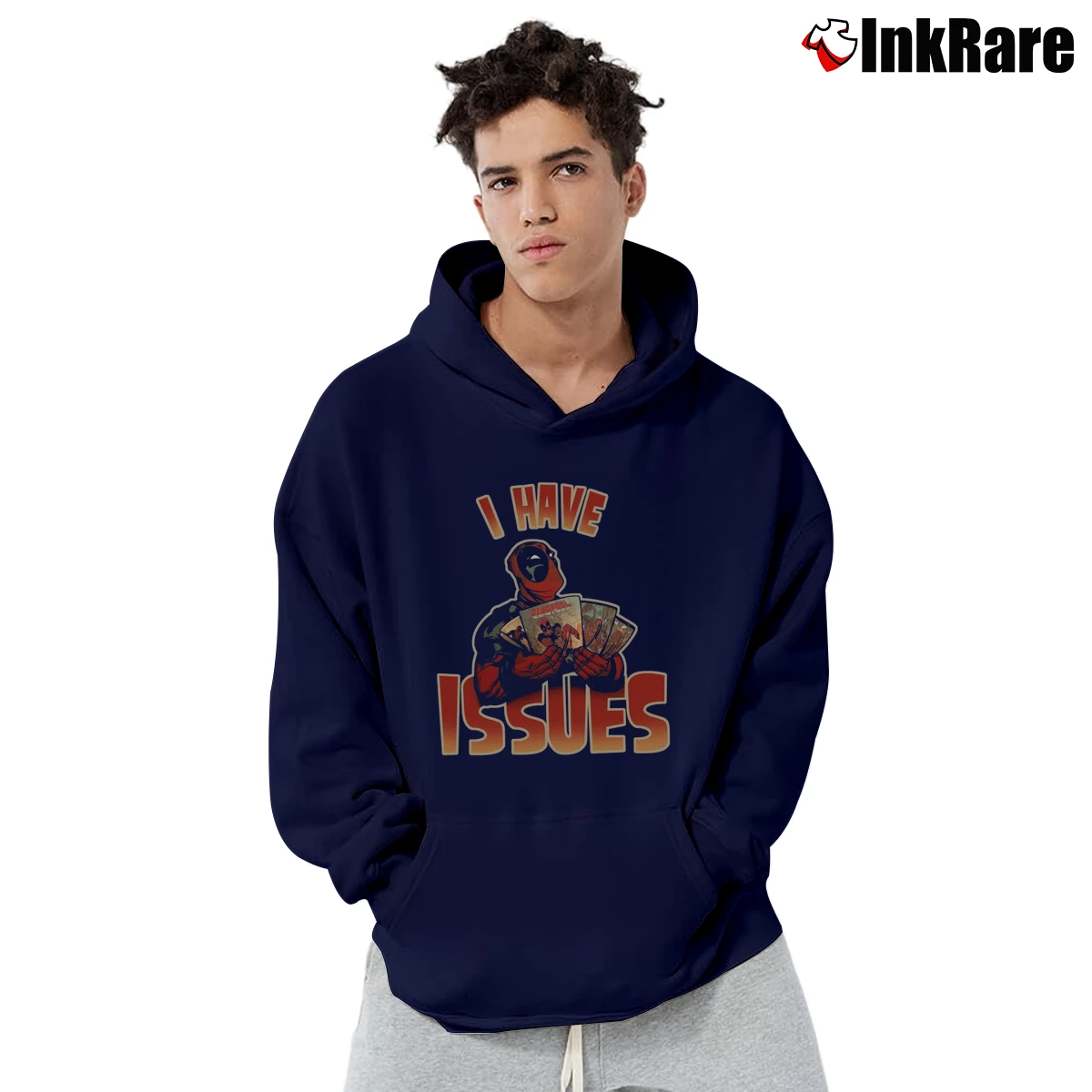 Deadpool I Have Issues Men’s Pullover Hoodie in navy – Ultimate Warmth Men’s Deadpool I Have Issues Pullover Hoodie in navy | Cozy, Durable, Modern Fit