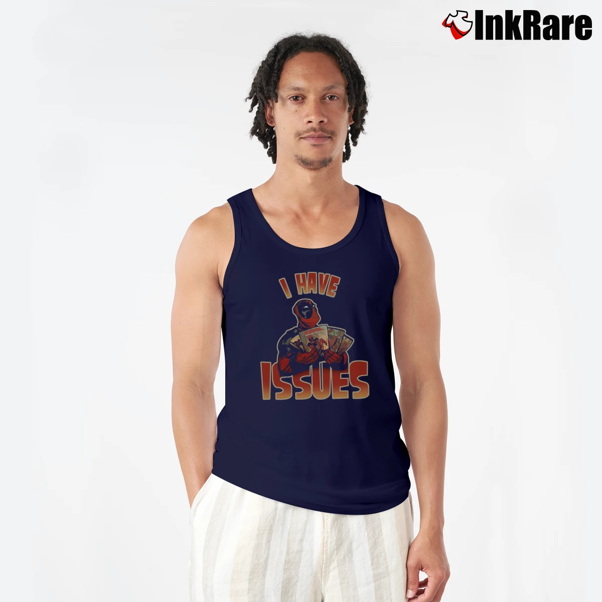Deadpool I Have Issues Men’s Performance Tank in navy – Lightweight Comfort Men’s Deadpool I Have Issues Tank Top in navy | Breathable, Active-Friendly Design