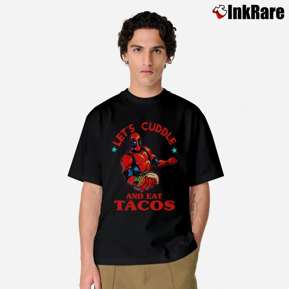 Men’s Deadpool Let’s Cuddle Eat Tacos Classic T-Shirt in black | Soft, Breathable Everyday Wear