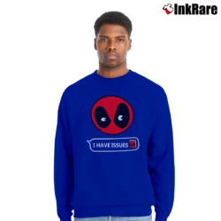 Men’s Deadpool Marvel Comics I Have Issues Crewneck Sweatshirt in royal blue | Cozy Fabric, Clean Style
