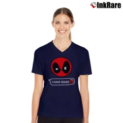 Women’s Deadpool Marvel Comics I Have Issues V-Neck Tee in navy | Chic Neckline, Soft Texture