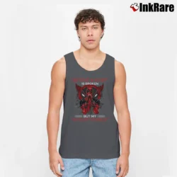 Men’s Deadpool Marvel Funny Quote For Fans Tank Top in charcoal | Breathable, Active-Friendly Design