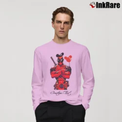 Men’s Deadpool Marvel Mickey Mouse Custom Name Gift Long-Sleeve Shirt in light pink | Sleek, Lightweight, Year-Round Wear
