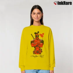 Women’s Deadpool Marvel Mickey Mouse Custom Name Gift Relaxed Sweatshirt in yellow | Soft, Laid-Back Vibe