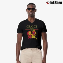 Men’s Deadpool Pikachu Gucci Pokemon Funny V-Neck Tee in black | Sharp, Breathable, Everyday Staple