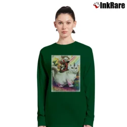 Women’s Deadpool Riding Unicorn Cat Long-Sleeve Top in forest green | Sleek, Versatile, All-Season