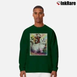Men’s Deadpool Riding Unicorn Cat Marvel Comics Graphic Long-Sleeve Shirt in forest green | Sleek, Lightweight, Year-Round Wear