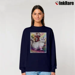 Women’s Deadpool Riding Unicorn Cat Relaxed Sweatshirt in navy | Soft, Laid-Back Vibe