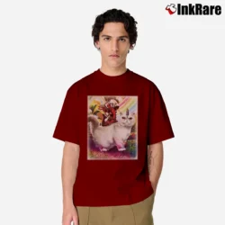 Men’s Deadpool Riding Unicorn Cat Classic T-Shirt in maroon | Soft, Breathable Everyday Wear