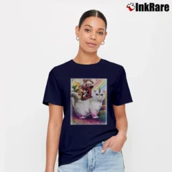 Women’s Deadpool Riding Unicorn Cat Signature T-Shirt in navy | Soft, Flattering Fit