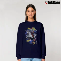 Women’s Deadpool Riding Unicorn Maximum Effort Marvel Comics Relaxed Sweatshirt in navy | Soft, Laid-Back Vibe