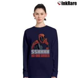 Women’s Deadpool Shhh No One Cares Whisper Marvel Long-Sleeve Top in navy | Sleek, Versatile, All-Season