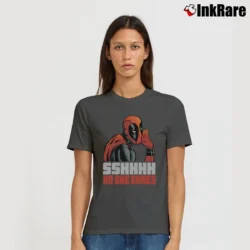 Women’s Deadpool Shhh No One Cares Whisper Marvel Signature T-Shirt in charcoal | Soft, Flattering Fit