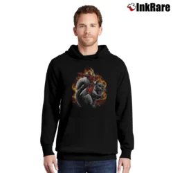 Men’s Deadpool Squirrel Wrangler Marvel Funny Comic Pullover Hoodie in black | Cozy, Durable, Modern Fit