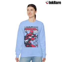 Women’s Deadpool Sure Yeah Whatever Marvel Comic Funny Relaxed Sweatshirt in light blue | Soft, Laid-Back Vibe
