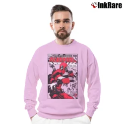 Men’s Deadpool Sure Yeah Whatever Marvel Comic Funny Crewneck Sweatshirt in light pink | Cozy Fabric, Clean Style