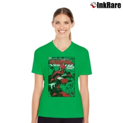 Women’s Deadpool Sure Yeah Whatever Marvel Comic Funny V-Neck Tee in irish green | Chic Neckline, Soft Texture