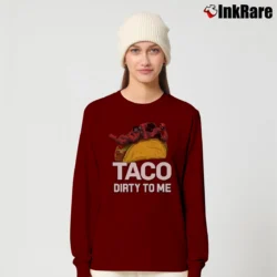 Women’s Deadpool Taco Dirty To Me Marvel Comic Long-Sleeve Top in maroon | Sleek, Versatile, All-Season